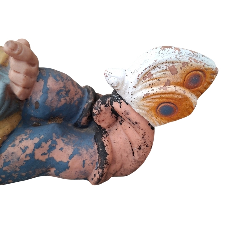 Vintage Resin Garden Gnome Statues Set of 2 Painted Weathered Look Heissner - Picture 9 of 15
